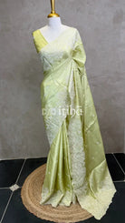 SEMI TUSSAR EMBROIDERY SAREE - LIGHT GREEN