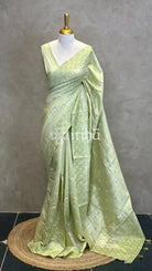 SEMI TUSSAR EMBROIDERY SAREE - LIGHT GREEN