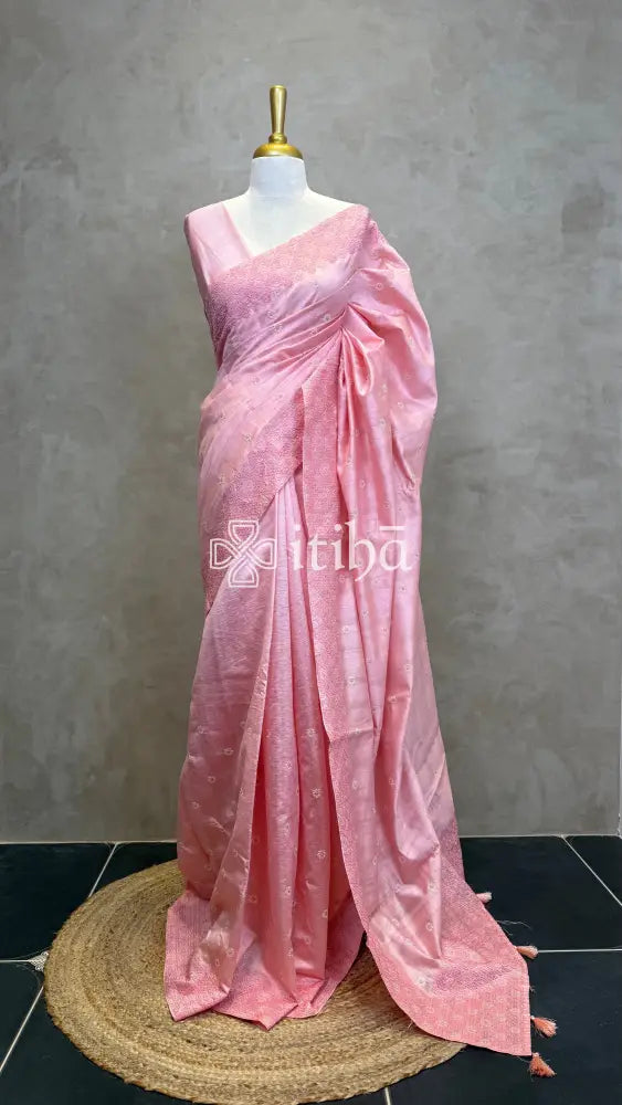 SEMI TUSSAR EMBROIDERY SAREE