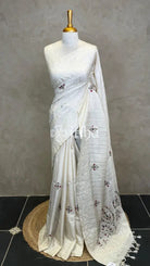 SEMI TUSSAR EMBROIDERY SAREE