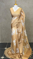 SEMI TUSSAR EMBROIDERY SAREE - MUSTARD GOLD