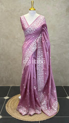 SEMI TUSSAR EMBROIDERY SAREE - PASTEL PINK