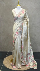 SEMI TUSSAR EMBROIDERY SAREE - Pink