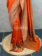 SEMI TUSSAR GEORGETTE BANARASI SAREE - RUST ORANGE