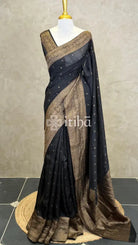 SEMI TUSSAR GEORGETTE BANARASI SAREE - Black