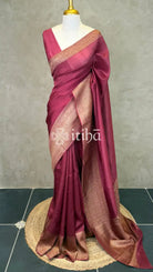 SEMI TUSSAR GEORGETTE BANARASI SAREE - BRICK MAROON