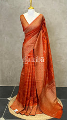 SEMI TUSSAR GEORGETTE BANARASI SAREE - BURNT ORANGE