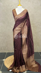 SEMI TUSSAR GEORGETTE BANARASI SAREE - coffee brown