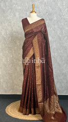 SEMI TUSSAR GEORGETTE BANARASI SAREE - coffee brown