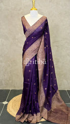 SEMI TUSSAR GEORGETTE BANARASI SAREE - DARK PURPLE