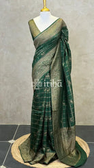 SEMI TUSSAR GEORGETTE BANARASI SAREE - DEEP GREEN