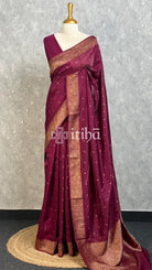SEMI TUSSAR GEORGETTE BANARASI SAREE - DEEP MAGENTA