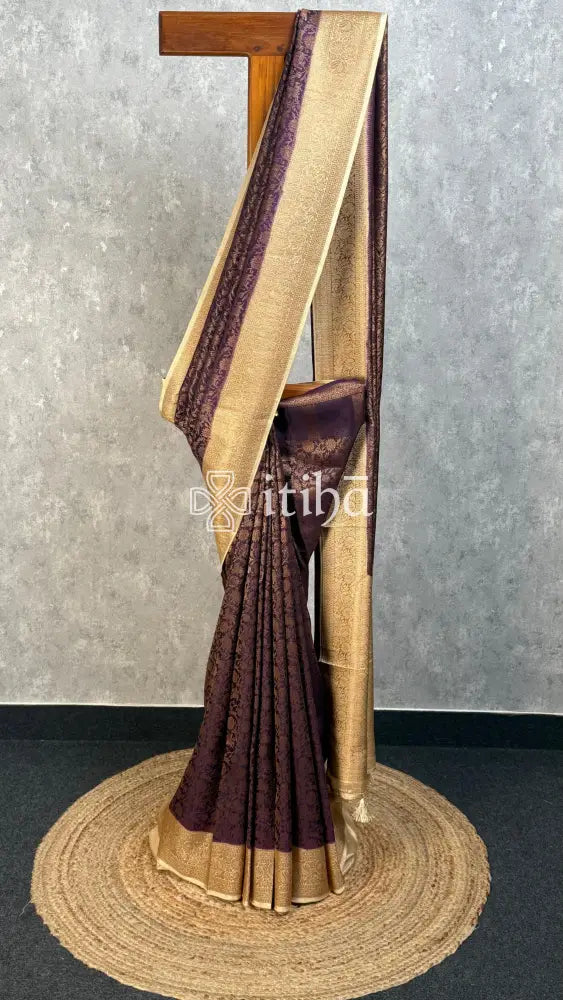 SEMI TUSSAR GEORGETTE BANARASI SAREE - DEEP PURPLE