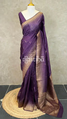 SEMI TUSSAR GEORGETTE BANARASI SAREE - DUSTY PURPLE