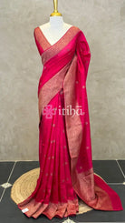 SEMI TUSSAR GEORGETTE BANARASI SAREE - MAGENTA PINK