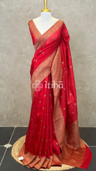 SEMI TUSSAR GEORGETTE BANARASI SAREE - Red