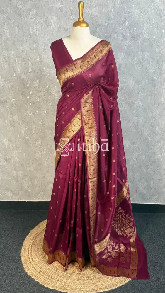SEMI TUSSAR GEORGETTE BANARASI SAREE - RICH MAGENTA PURPLE