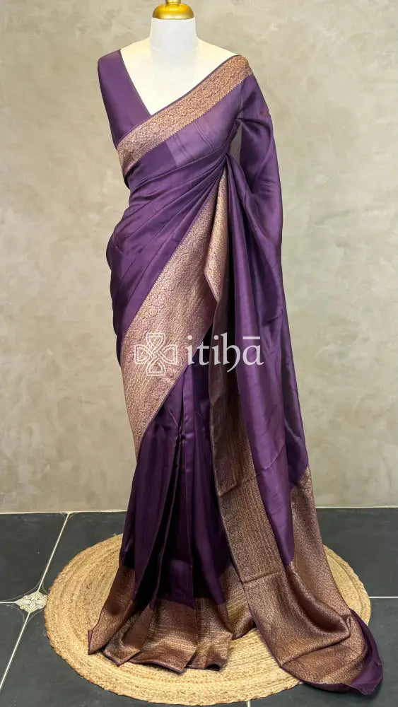 SEMI TUSSAR GEORGETTE BANARASI SAREE - VIOLET