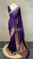 SEMI TUSSAR GEORGETTE BANARASI SAREE - VIOLET