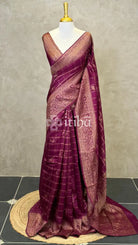 SEMI TUSSAR GEORGETTE BANARASI SAREE - WINE PURPLE