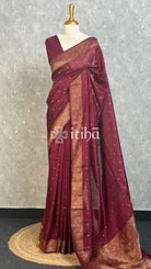 SEMI TUSSAR GEORGETTE BANARASI SAREE - WINE PURPLE