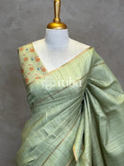 SEMI TUSSAR KANTHA STITCH EMBROIDERY SAREE