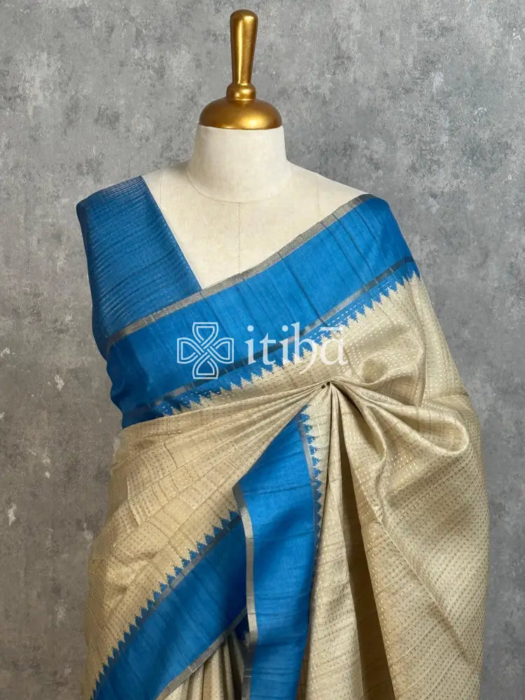 SEMI TUSSAR KANTHA WORK BANARASI SAREE
