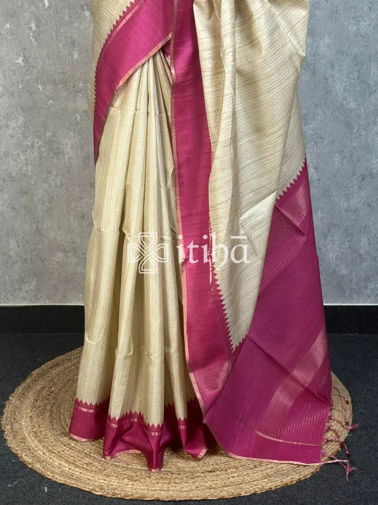 SEMI TUSSAR KANTHA WORK BANARASI SAREE