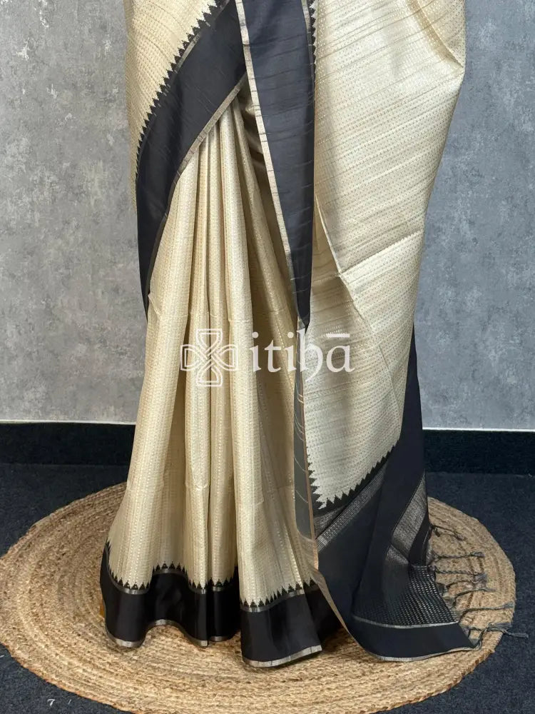 SEMI TUSSAR KANTHA WORK BANARASI SAREE