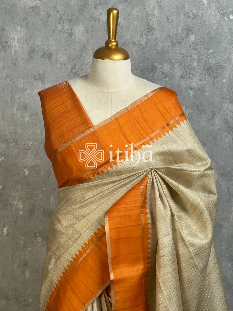 SEMI TUSSAR KANTHA WORK BANARASI SAREE