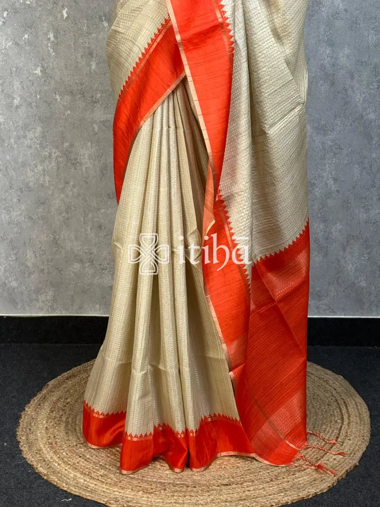 SEMI TUSSAR KANTHA WORK BANARASI SAREE
