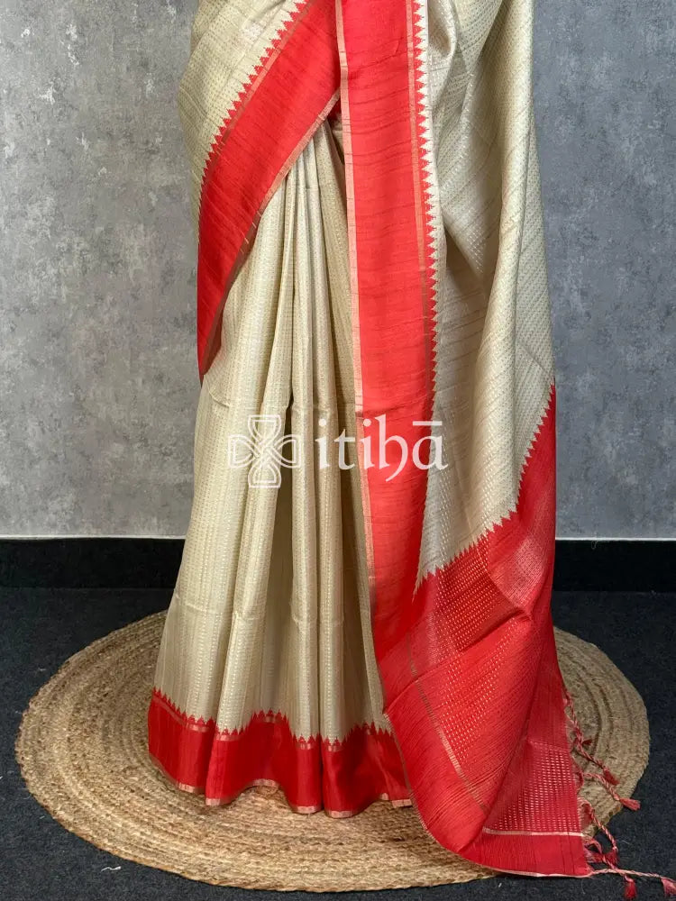 SEMI TUSSAR KANTHA WORK BANARASI SAREE