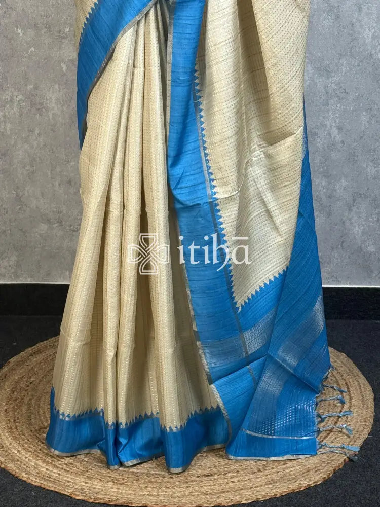 SEMI TUSSAR KANTHA WORK BANARASI SAREE