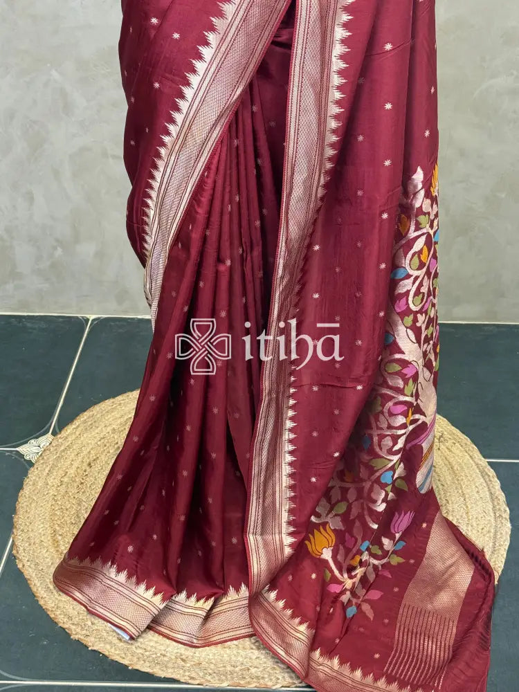 SEMI TUSSAR MEENAKARI BANARASI SAREE