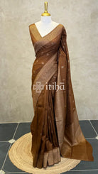 SEMI TUSSAR MEENAKARI BANARASI SAREE - CARAMEL BROWN