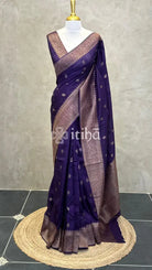SEMI TUSSAR MEENAKARI BANARASI SAREE - DEEP PURPLE