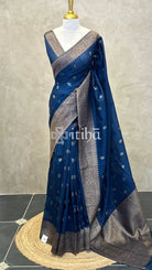 SEMI TUSSAR MEENAKARI BANARASI SAREE - PEACOCK BLUE