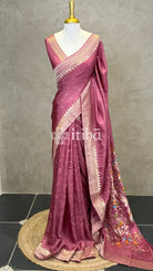 SEMI TUSSAR MEENAKARI BANARASI SAREE - ROSE PINK