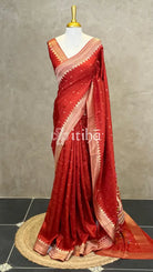 SEMI TUSSAR MEENAKARI BANARASI SAREE - RUST ORANGE