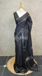 SEMI TUSSAR SAREE - Black