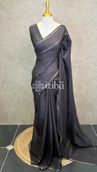 SEMI TUSSAR SAREE - Black