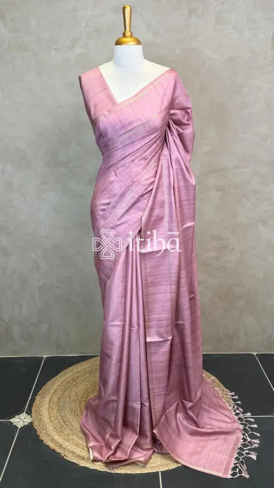 SEMI TUSSAR SAREE - ONION PINK