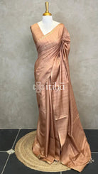 SEMI TUSSAR SAREE - PEACH BROWN