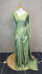 SEMI TUSSAR SAREE - PISTA GREEN