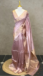 SEMI TUSSAR SILK WEAVING BANARASI SAREE - PASTEL PINK