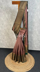 SEMI TUSSAR WEAVING CONTRA BANARASI SAREE - dusty rose