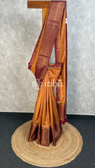 SEMI TUSSAR WEAVING CONTRA BANARASI SAREE - Gold