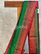 SEMI TUSSAR WEAVING CONTRA BANARASI SAREE - Green