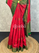 SEMI TUSSAR WEAVING CONTRA BANARASI SAREE - Red