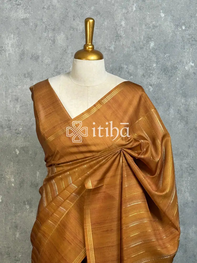 SEMI TUSSAR ZARI STRIPES BANARASI SAREES